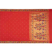 Paithani Silk Butta Red Saree