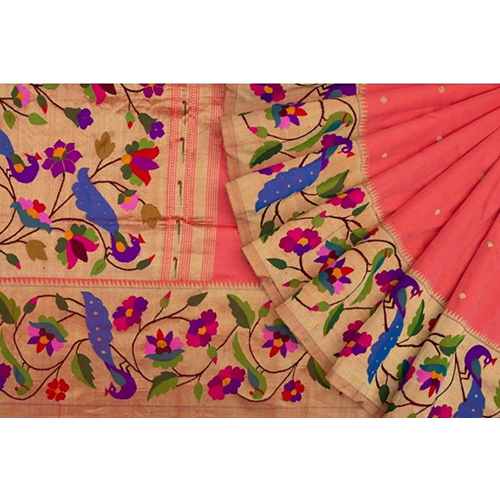 Paithani Silk Butta Pink Saree - Color: Different Available