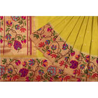 Paithani Silk Butta Yellowish Green Saree