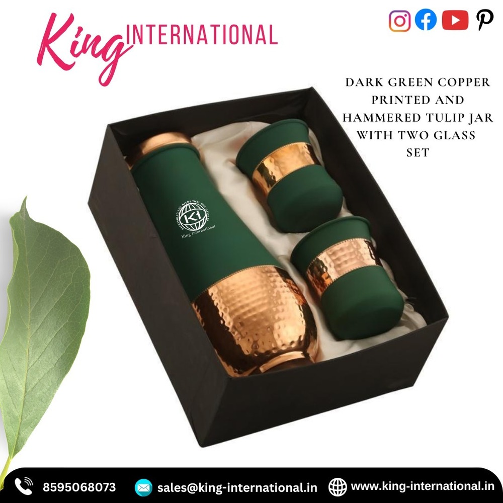 Handcrafted Copper Jar with Tumblers