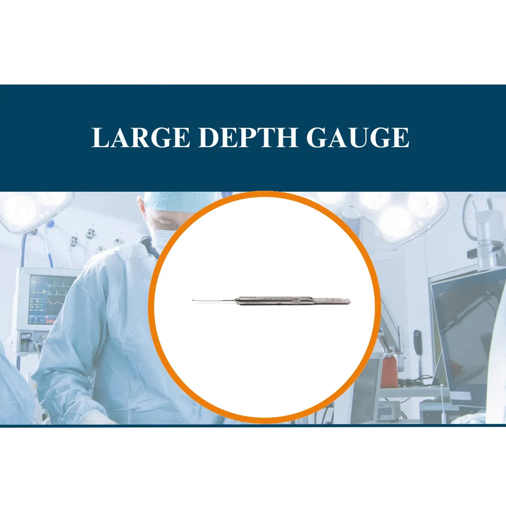Large Depth Gauge - Stainless Steel, Standard Size | Polished, Reusable, Manual Measuring, Waterproof, Sterilized