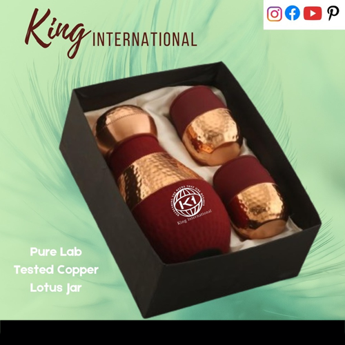 Pure Copper Drinking Jar Set - 100% Pure Copper Jar 1.5 Liters Glasses 300 ml Each | Handcrafted Naturally Antimicrobial Eco-Friendly