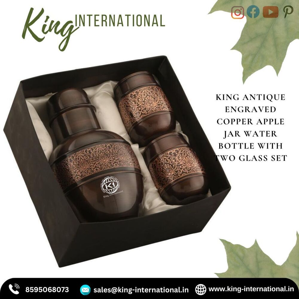 Copper Water Jar and Glasses