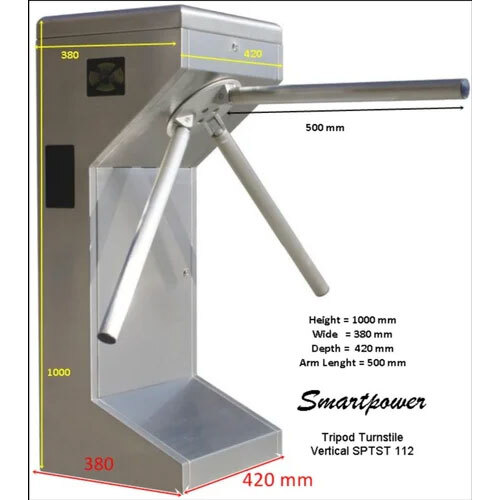 Automatic Tripod Turnstile Vertical Stainless Steel Barrier - Color: Silver