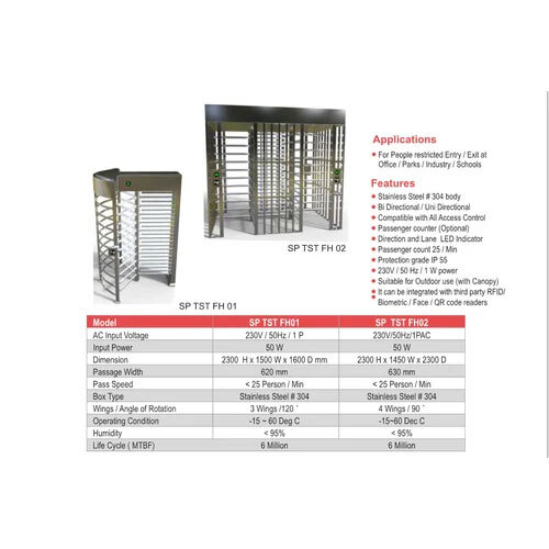 Full Height Turnstile Access Gate Systems - Frequency: 50 Hertz (Hz)