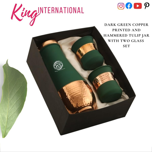 Vintage Copper Drinkware Jar Set - 100% Pure Copper, 1.5L Jar & 300ml Glasses , Handcrafted Design with Health Benefits & Eco-Friendly Appeal