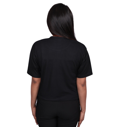 Black Womens Round Neck T-Shirts - Color: Different Available