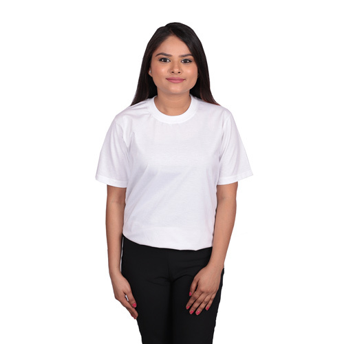 White Womens Round Neck T-Shirts