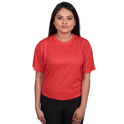 Red Womens Round Neck T-Shirts - Color: Different Available