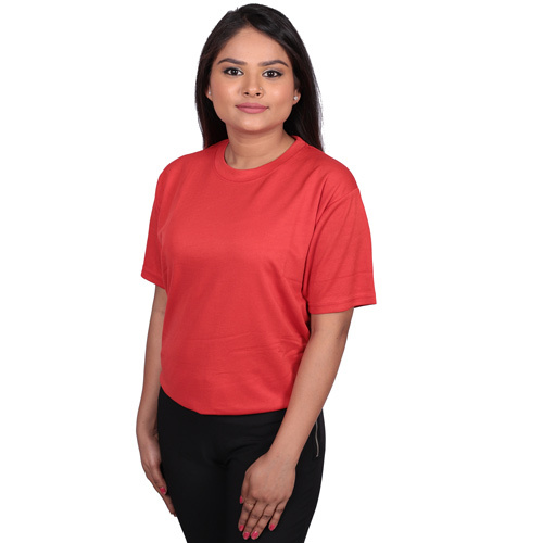 Red Womens Round Neck T-Shirts