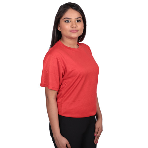 Red Womens Round Neck T-Shirts