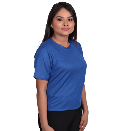 Blue Womens Round Neck T-Shirts