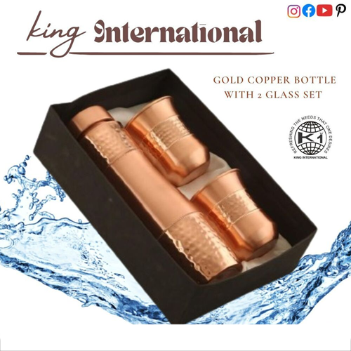 Copper Hydration Jar and Glass Set - 100% Pure Copper, 1.5L Jar & 300ml Glasses | Elegant Handcrafted Design, Naturally Antibacterial, Eco-Friendly