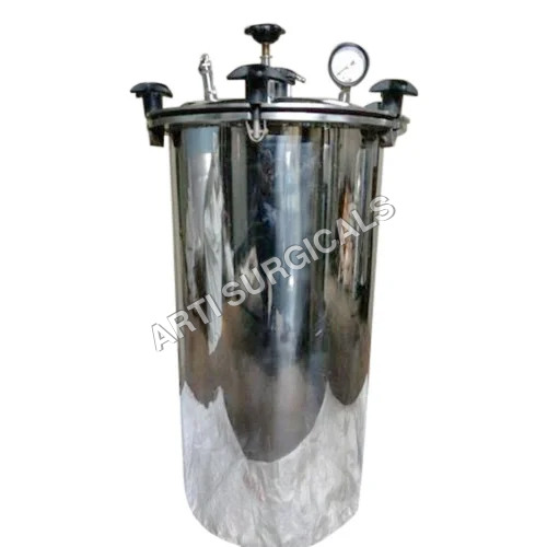 Double Tray Stainless Steel Vertical Autoclave - Color: Silver