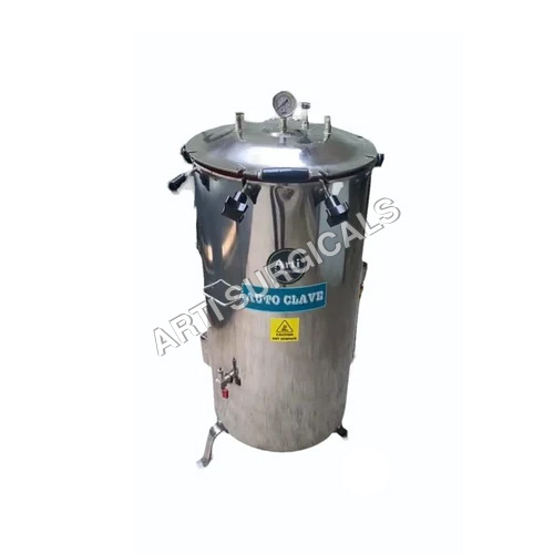 Double Walled Vertical Autoclave - Stainless Steel | Semi-Automatic, 220-240 Volt, Silver Finish for Chemical Laboratory Use