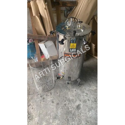 SS Vertical Autoclave - Stainless Steel, 220-240 Voltage, Silver Color | Semi Automatic Usage for Hospital & Pharma Industry