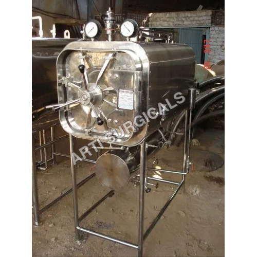 Rectangular Horizontal Autoclave - Stainless Steel, 220-240 Volt, Silver | Semi-Automatic Operation for Hospital & Pharma Industry
