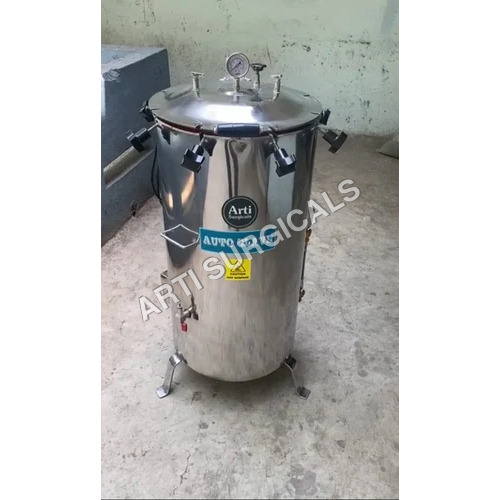 Vertical Steam Sterilizer - Stainless Steel, 220-240 Volt | Semi-Automatic, Hospital & Pharma Industry Use, Silver Finish