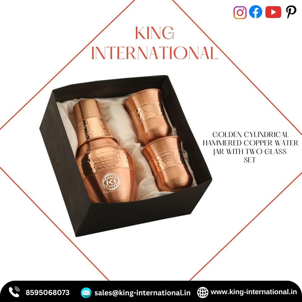 Copper Hydration Jar With Glass Set