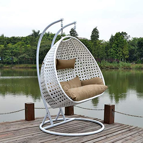 Double Seater Swing - Eco-friendly Iron, Modern Design With Brown Cushion | Perfect For Garden, Easy Install, 200 Kg Load Capacity