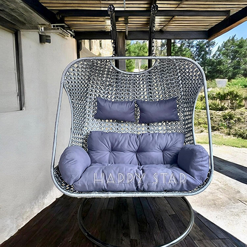 Light Grey Color Outdoor Double Seater Swing With Dual Waving Beautiful Swing with Stand