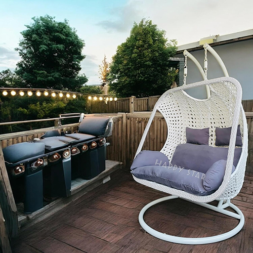 Outdoor Double Seater Swing with Dual Front Pipe and Dual Waving