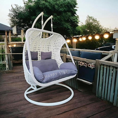 Outdoor Double Seater Swing With Dual Front Pipe and Dual Waving
