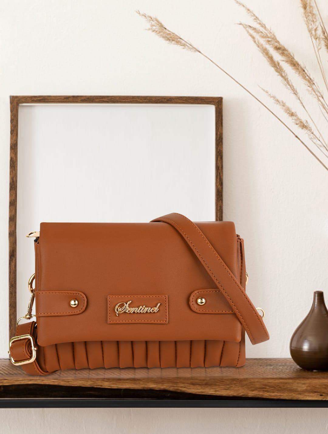 SENTINEL Striped Brown Women Sling Bag