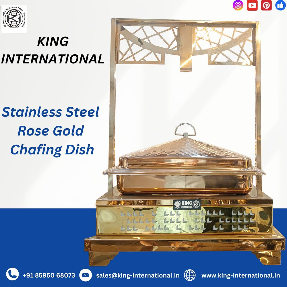 Large Capacity Chafing Dish - Stainless Steel, 4 To 8 Liters | Heat Retention, Gold Finish, Versatile For Weddings & Events