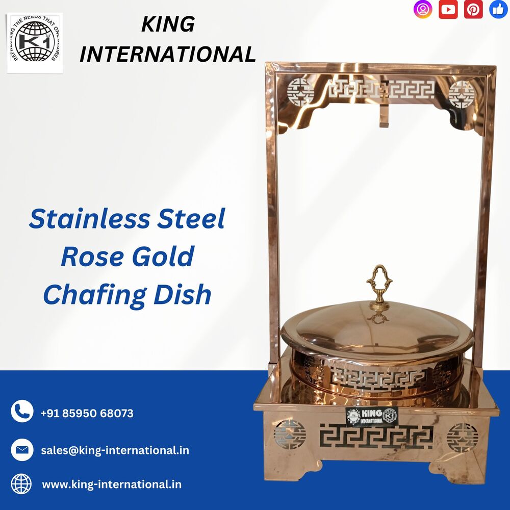 Large Capacity Chafing Dish - Stainless Steel, 4 To 8 Liters | Heat Retention, Gold Finish, Versatile For Weddings & Events
