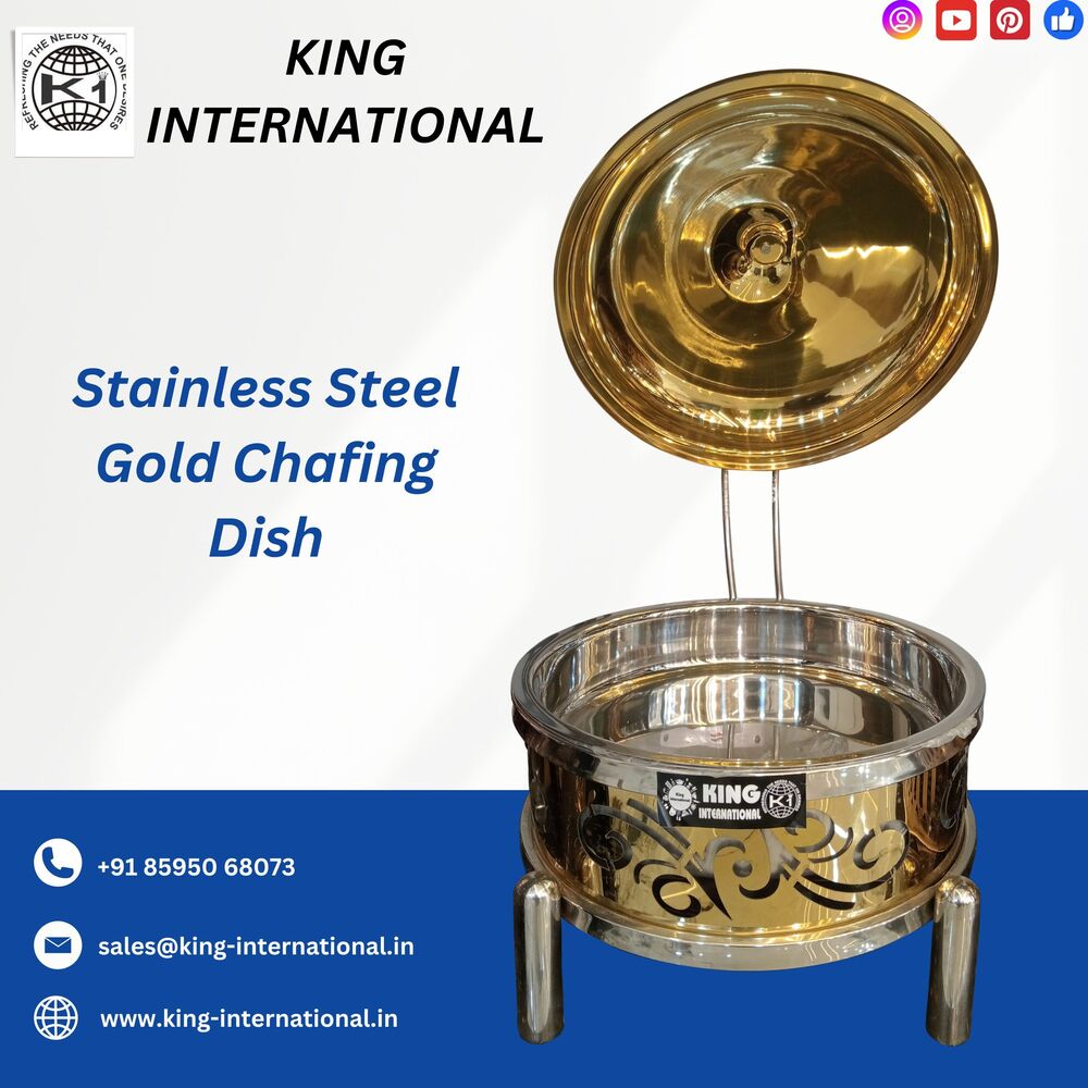 Large Capacity Chafing Dish - Stainless Steel, 4 To 8 Liters | Heat Retention, Gold Finish, Versatile For Weddings & Events