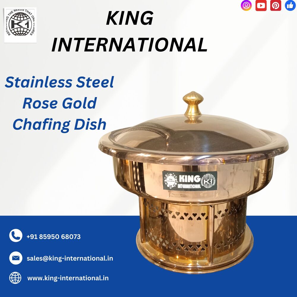 Large Capacity Chafing Dish - Stainless Steel, 4 To 8 Liters | Heat Retention, Gold Finish, Versatile For Weddings & Events