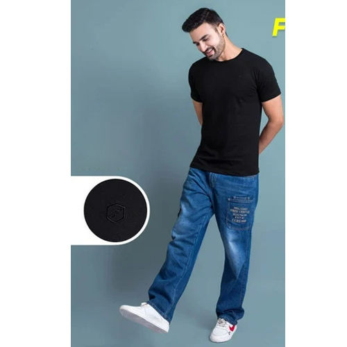 Mens Black Plain Cotton T Shirt - Color: Different Available