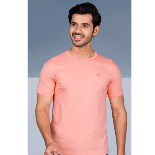 Mens Pink Cotton Plain T Shirt - Gender: Male