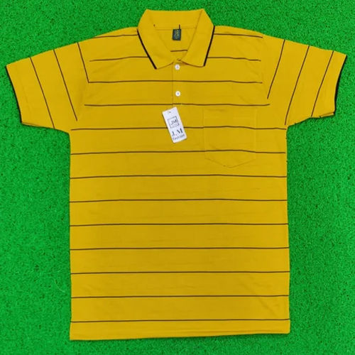 Mens Yellow Striped Cotton T Shirt - Gender: Male