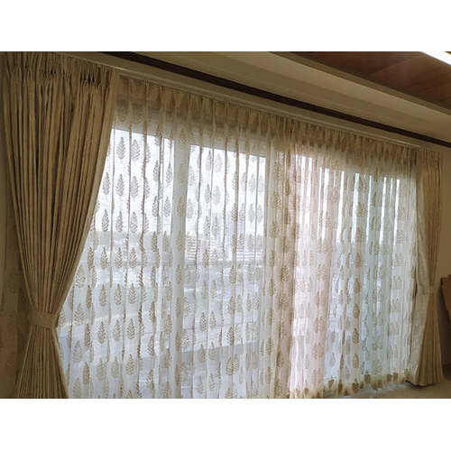 Sheer Embroidery Curtain - Color: Brown