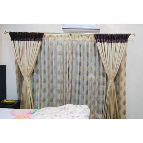 Polyester Plain Window Curtain - Color: Brown