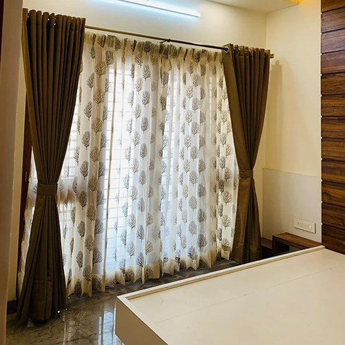 Embroidery Interior Curtain - Color: Brown