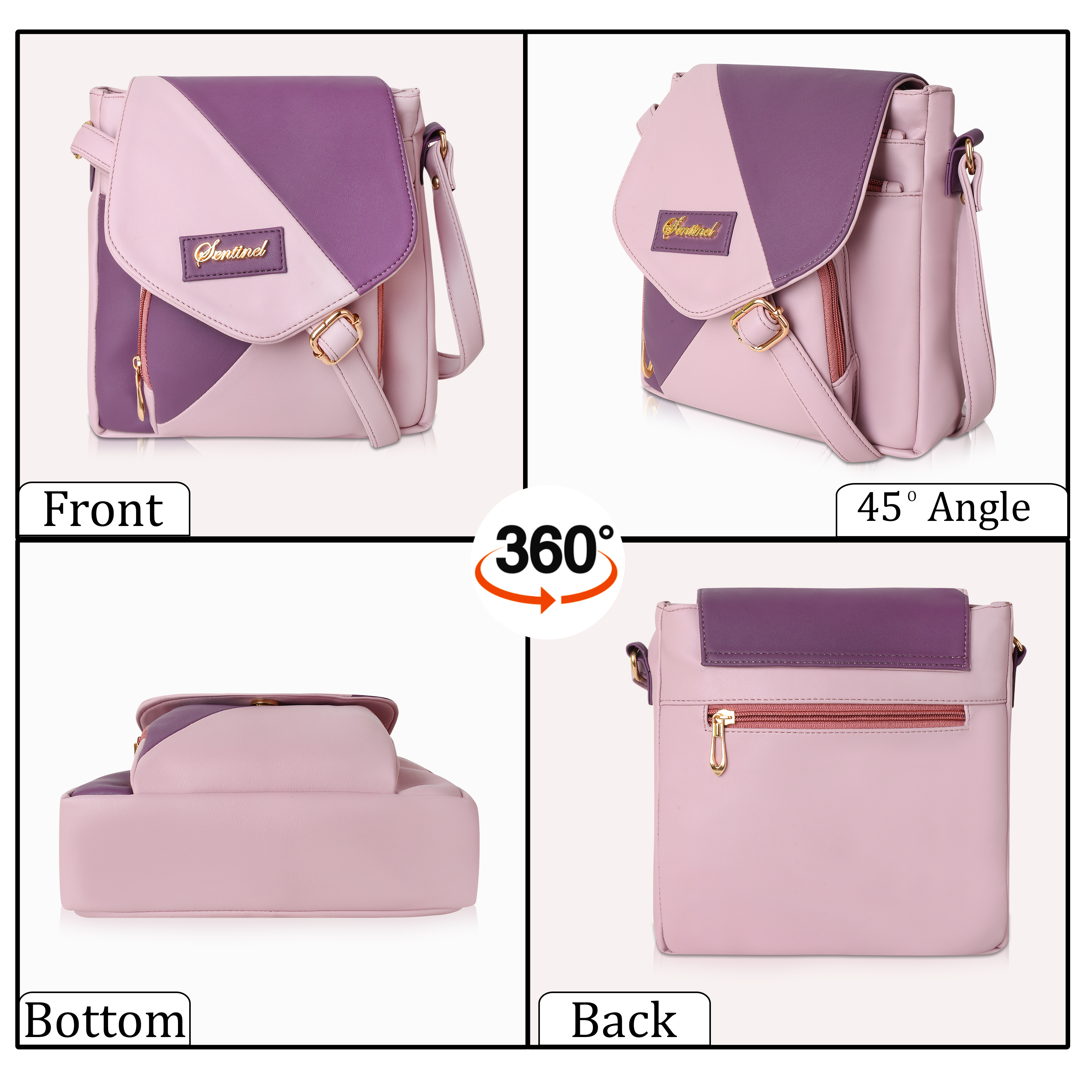 SENTINEL Colorblock Purple Crossbody Sling Bag