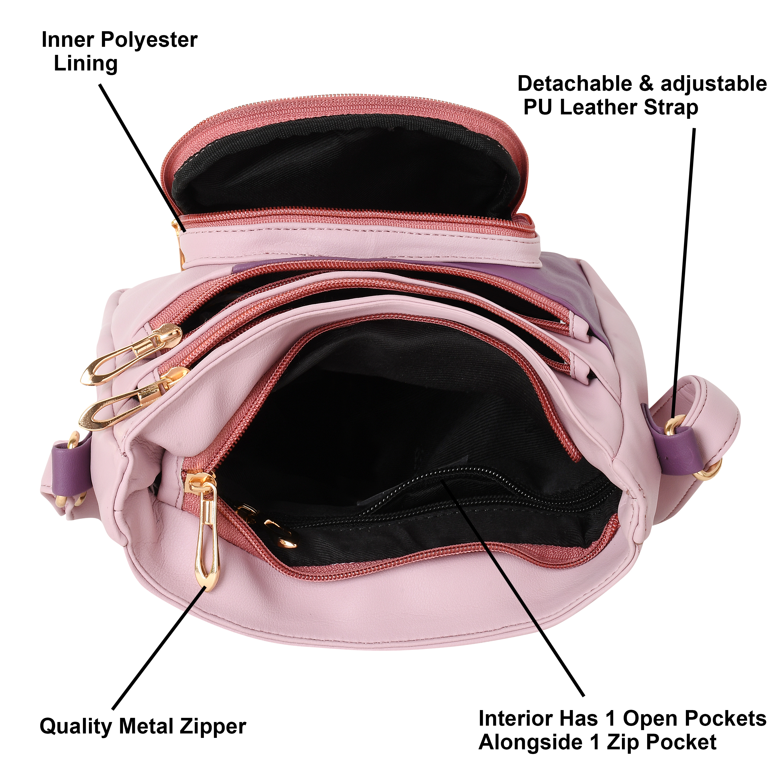 SENTINEL Colorblock Purple Crossbody Sling Bag