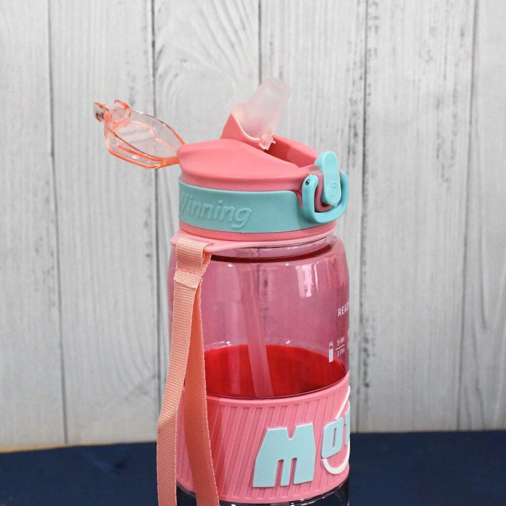 Plastic Water Bottle With Strap and Strawe
