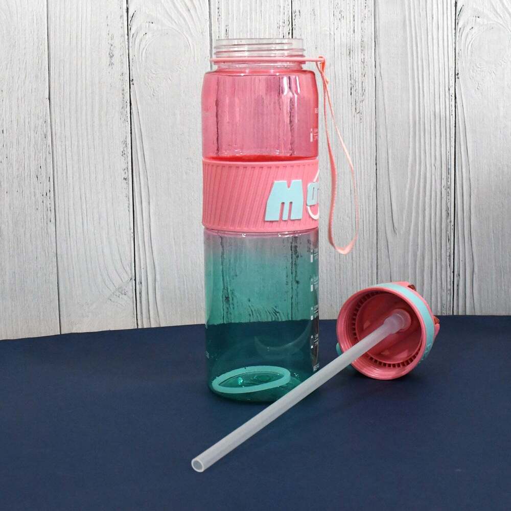 Plastic Water Bottle With Strap and Strawe