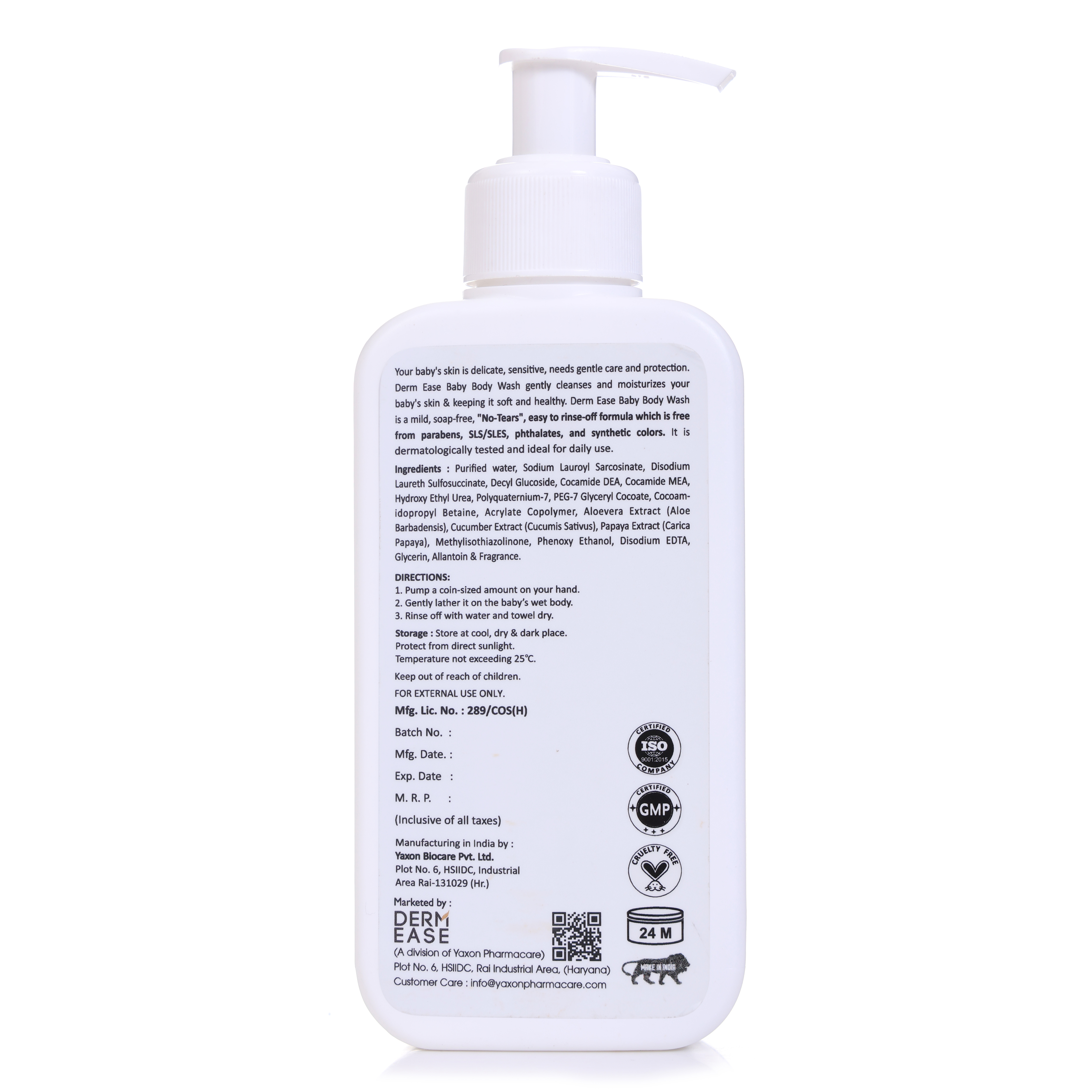 Baby Bodywash - Cream Formulation, Natural Ingredients | Soothing Allantoin, Hydrating Aloe Vera & Cucumber Extract For Gentle Cleansing