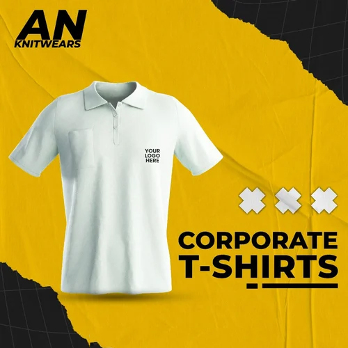 220GSM Promotional Collar T-Shirt - Lightweight Fabric, White Color, Polo Collar Style, Short Sleeves, Perfect for Corporate Events & Casual Wear