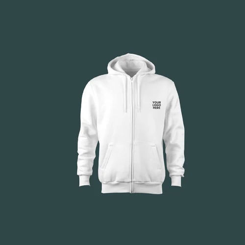 Full Zipper Hoodie - Color: White