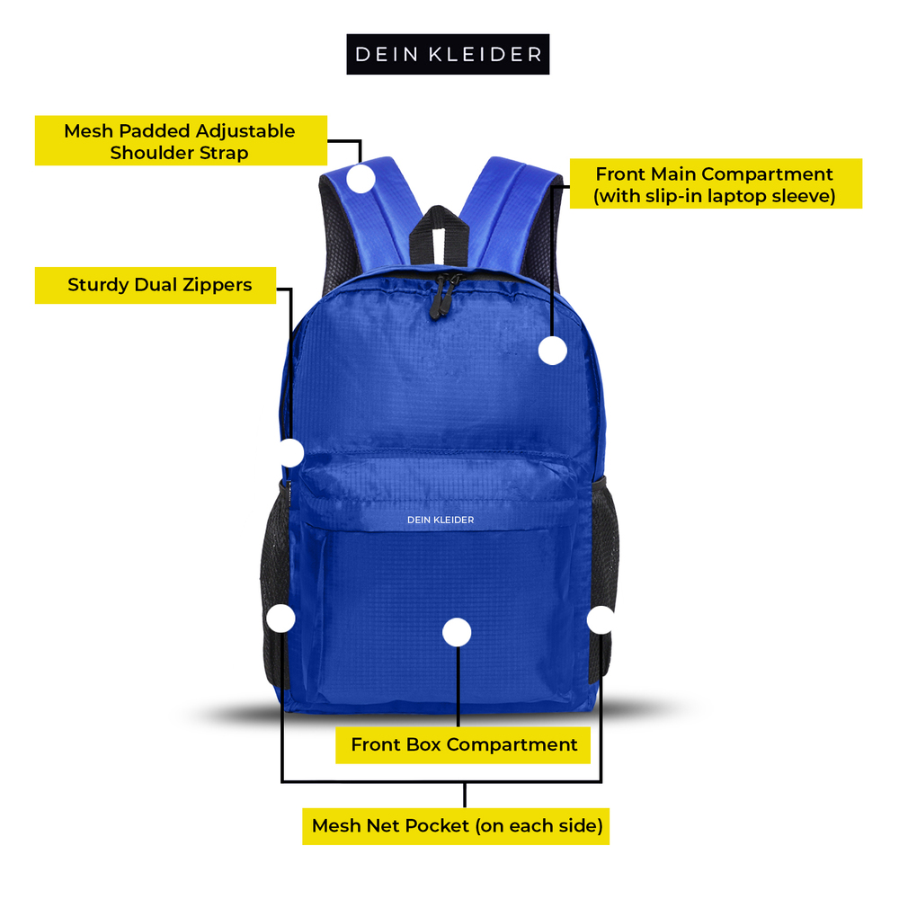 College Backpack Blue - Durable Material, Various Sizes Available, Vibrant Blue Color | Customizable Design, Plain Pattern, Ideal For School Essentials