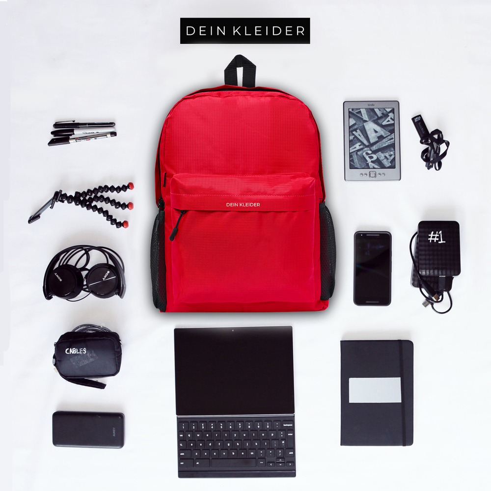 25 Litres Classic School Bag - Polyester, 16.5x12x7 Inches, Red | Casual, Waterproof, Adjustable Straps, 2 Compartments, Unisex Design