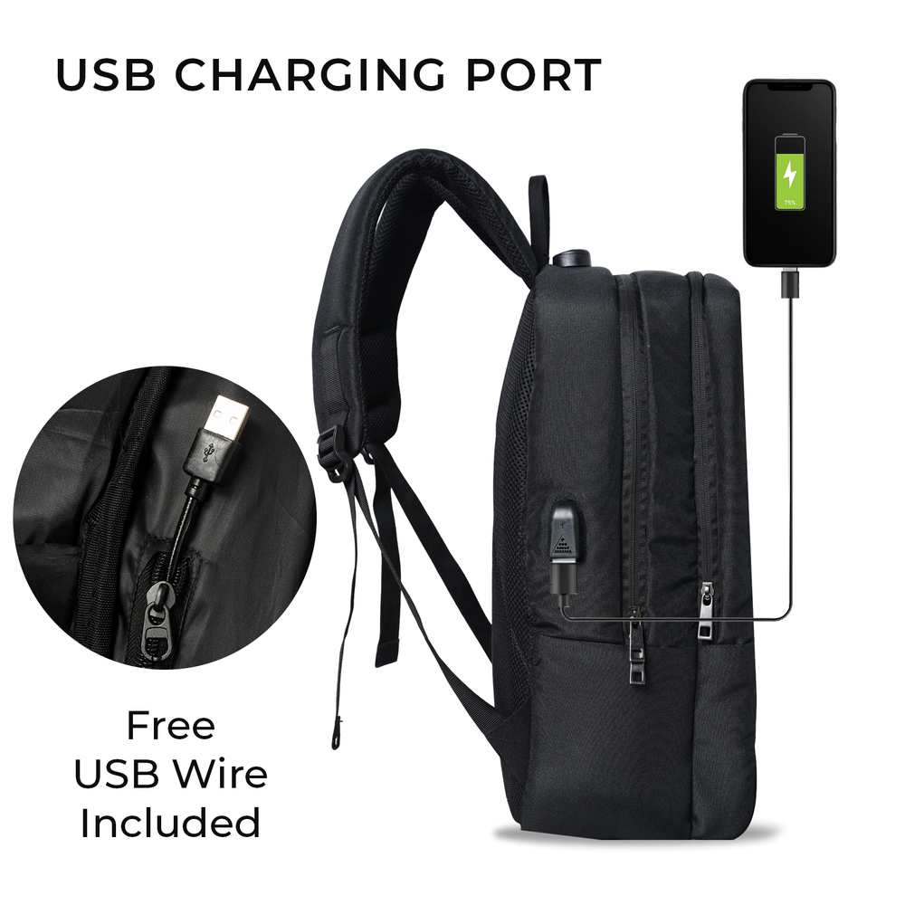 Gensis Tech Anti Theft Number Lock Backpack Bag - Color: Black