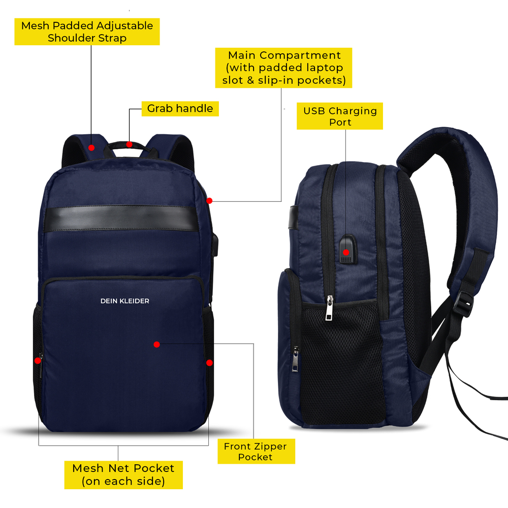 Anti Theft 15.6 Inch Smart Tech Backpack Navy