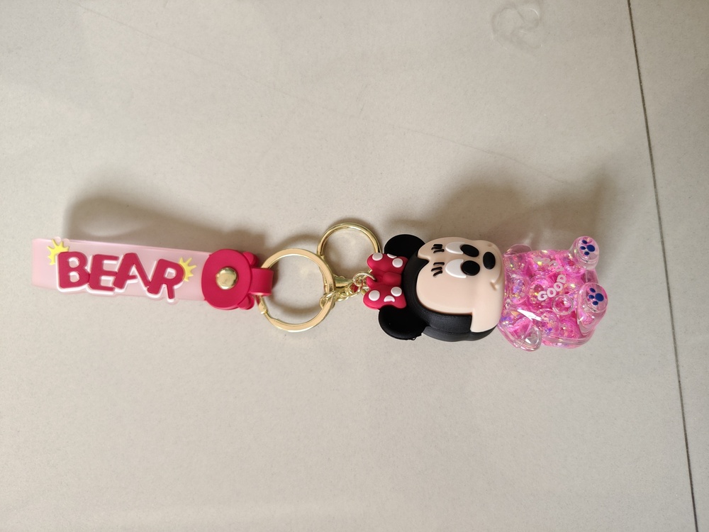 CHERRYBOX KIDS TEDDY BEAR KEYCHAIN - Plastic Material, Multi-Colored Design | Cute Cartoon Liquid Keychain For Bags, Car Key Hanging Charms